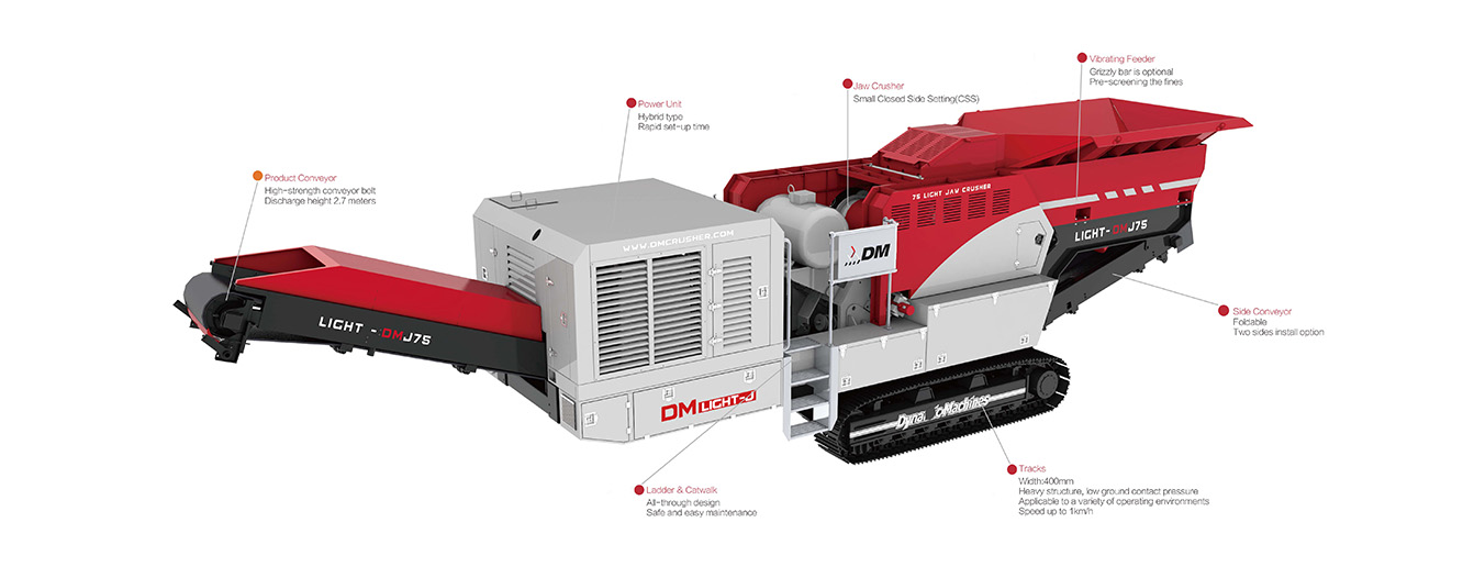 Concasseur à mâchoires petit mobile sur chenilles DM‑LIGHT